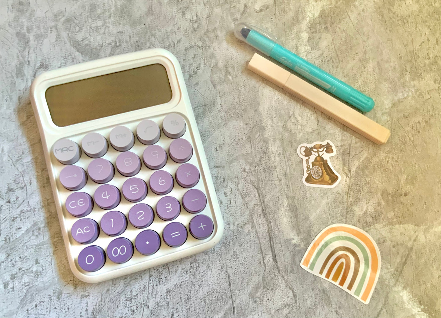 Calculadora escritorio 12 dígitos. Teclado Mecánico. Color Violeta