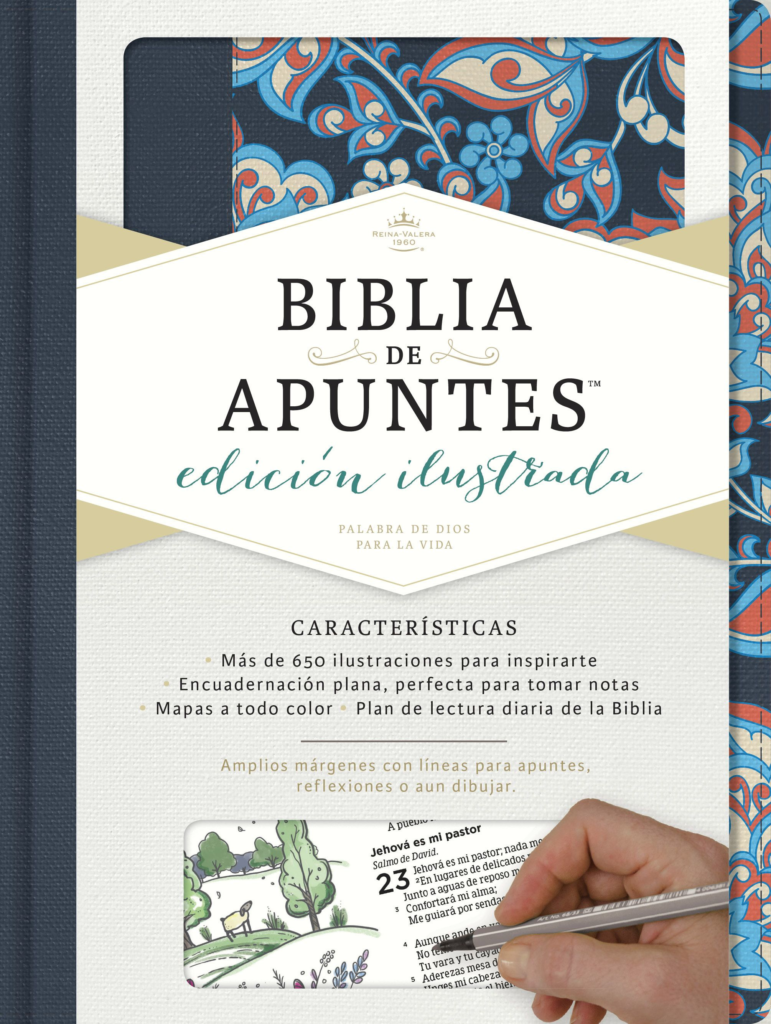 Biblia de Apuntes Edición Ilustrada Tela Rosado y Azul Versión RV1960