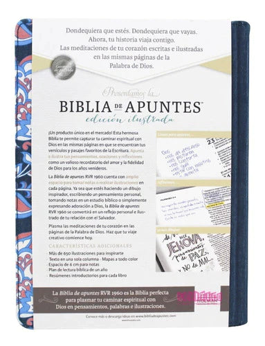 Biblia de Apuntes Edición Ilustrada Tela Rosado y Azul Versión RV1960