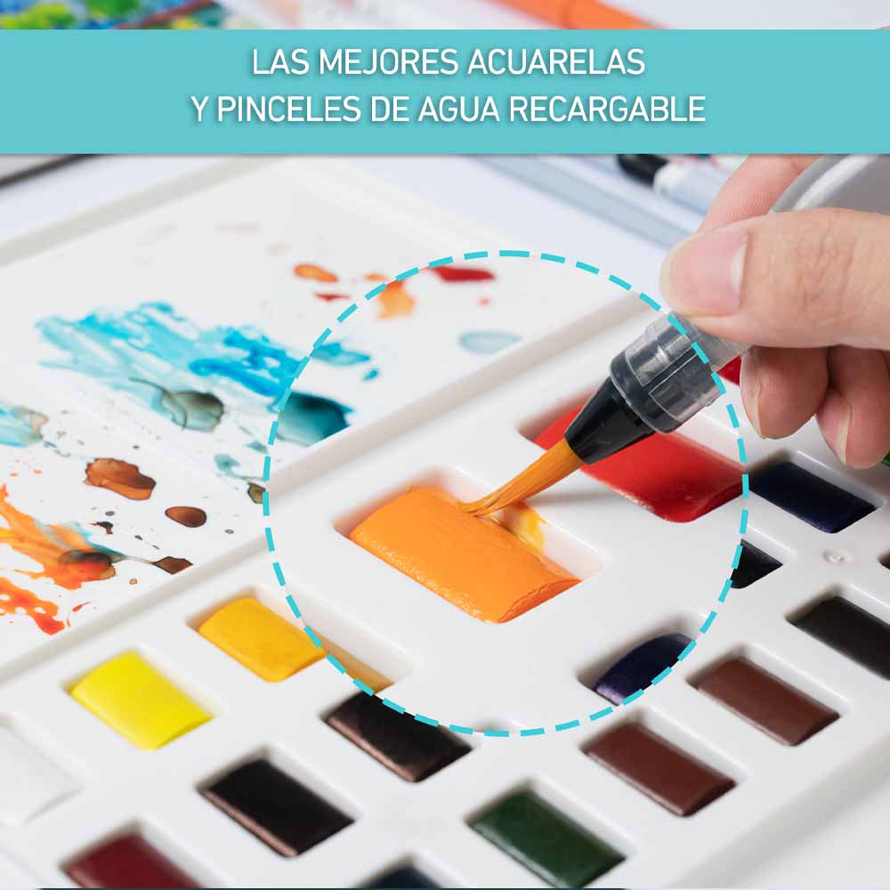 SET DE ACUARELA 24 COLORES+LÁPICES+BLOCK ACUARELA+TARJETA DE COLOR "HIMI"