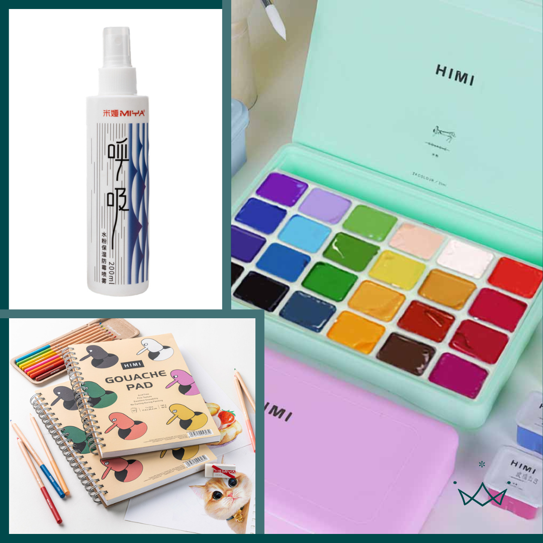 PACK PINTURA GOUACHE 24 COLORES + BLOCK + SPRAY ANTIHONGO 100 ML
