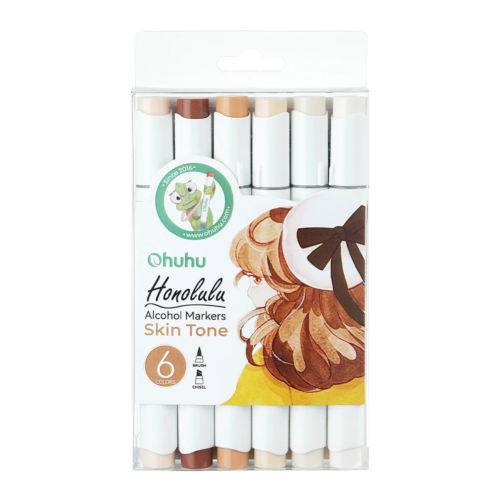 PACK 6 MARCADORES DOBLE PUNTA OHUHU + BLOCK PARA MARCADORES 60 HOJAS