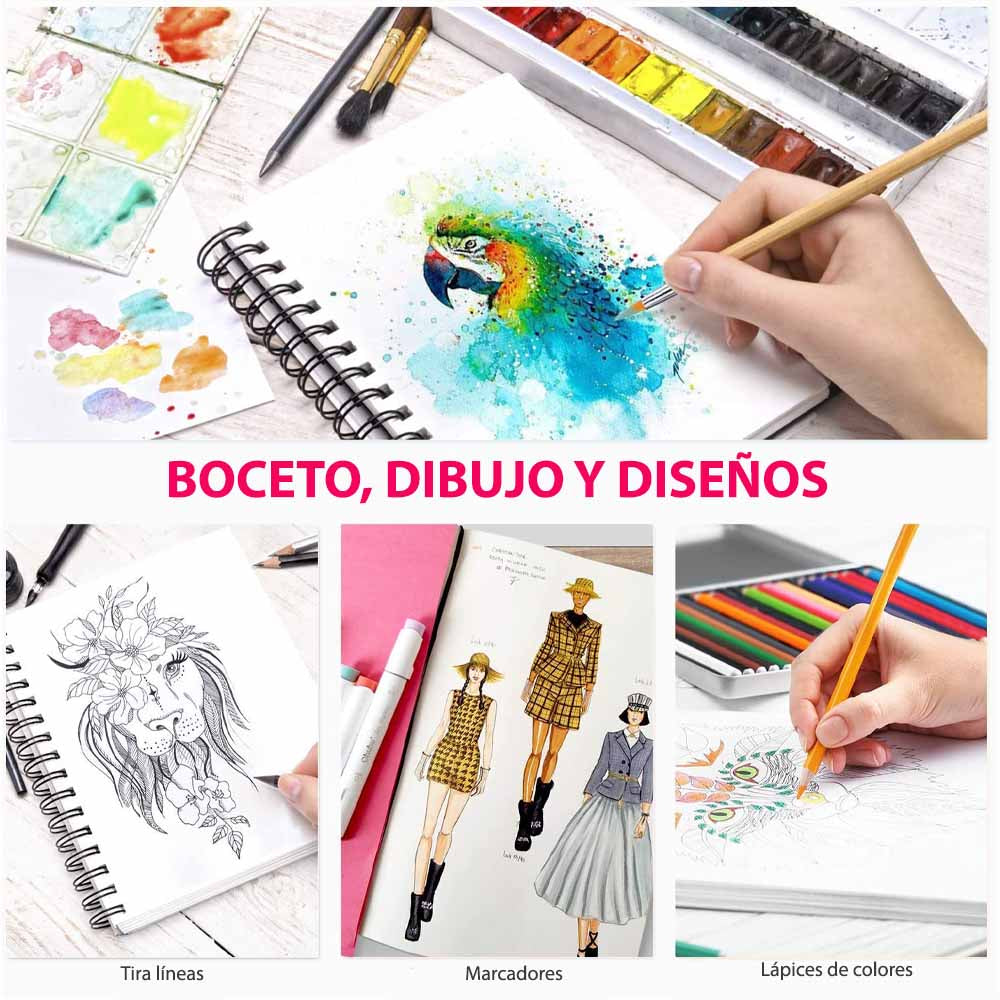 BLOCK MIX MEDIA PAD, PARA TÉCNICAS SECAS Y HÚMEDAS (25 X 19 CM, 62 HOJAS) "OHUHU"
