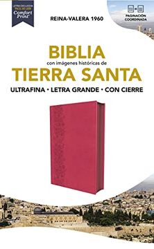 Biblia Tierra Santa Fucsia Símil Piel con Cierre Ultrafina Letra Grande RV1960
