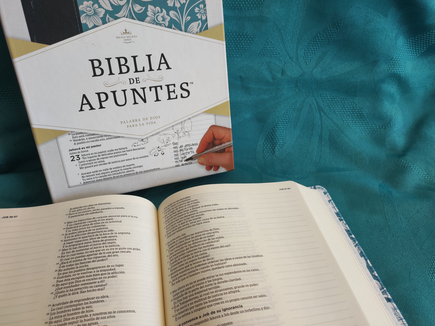 Biblia de Apuntes Azul Flores RVR 1960