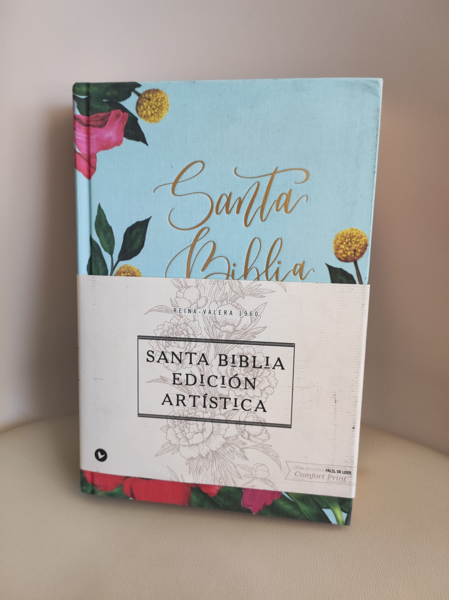 Biblia Artistica Tapa Dura Tela Floral Diseño Letra Roja RVR1960