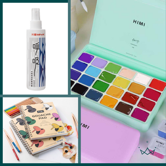 PACK PINTURA GOUACHE 24 COLORES + BLOCK + SPRAY ANTIHONGO