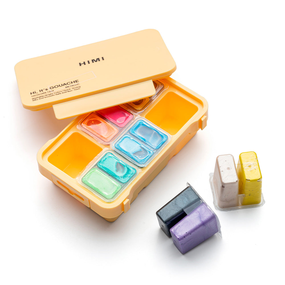 SET DE GOUACHE METALIZADA 12 COLORES 12ML "HIMI"