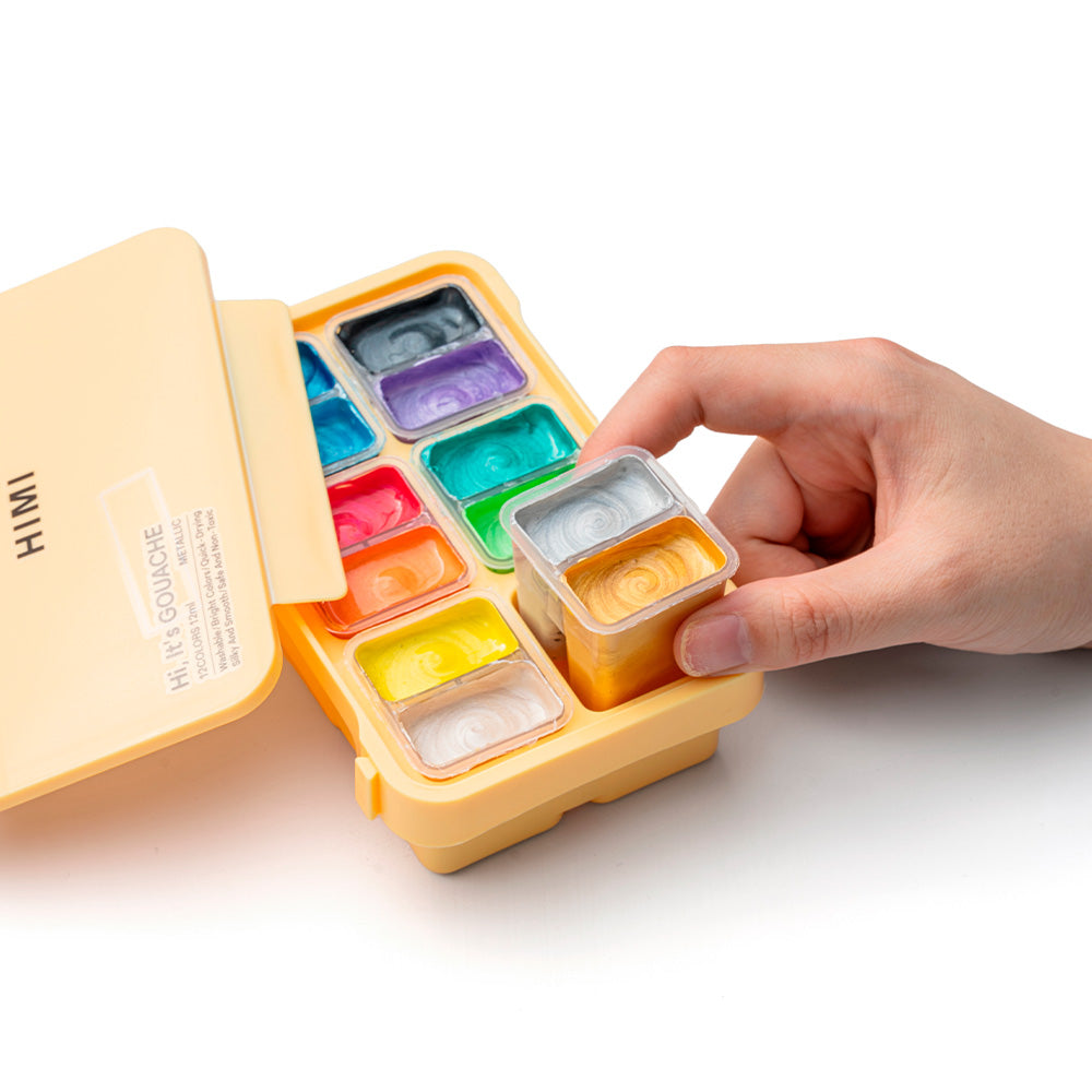 SET DE GOUACHE METALIZADA 12 COLORES 12ML "HIMI"