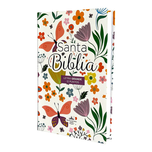 Biblia Lavanda Mariposa Letra Grande Tamaño Manual Tapa Flex RVR 1960