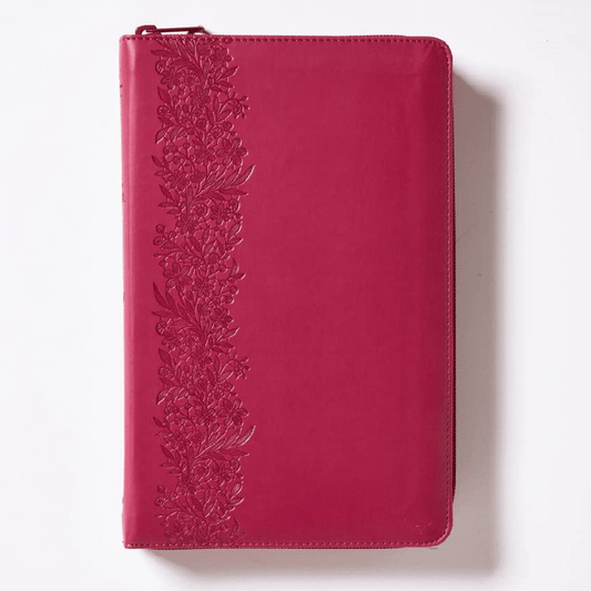 Biblia Tierra Santa Fucsia Símil Piel con Cierre Ultrafina Letra Grande RV1960